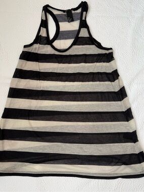 H&M Black and Cream Striped Racerback Tank